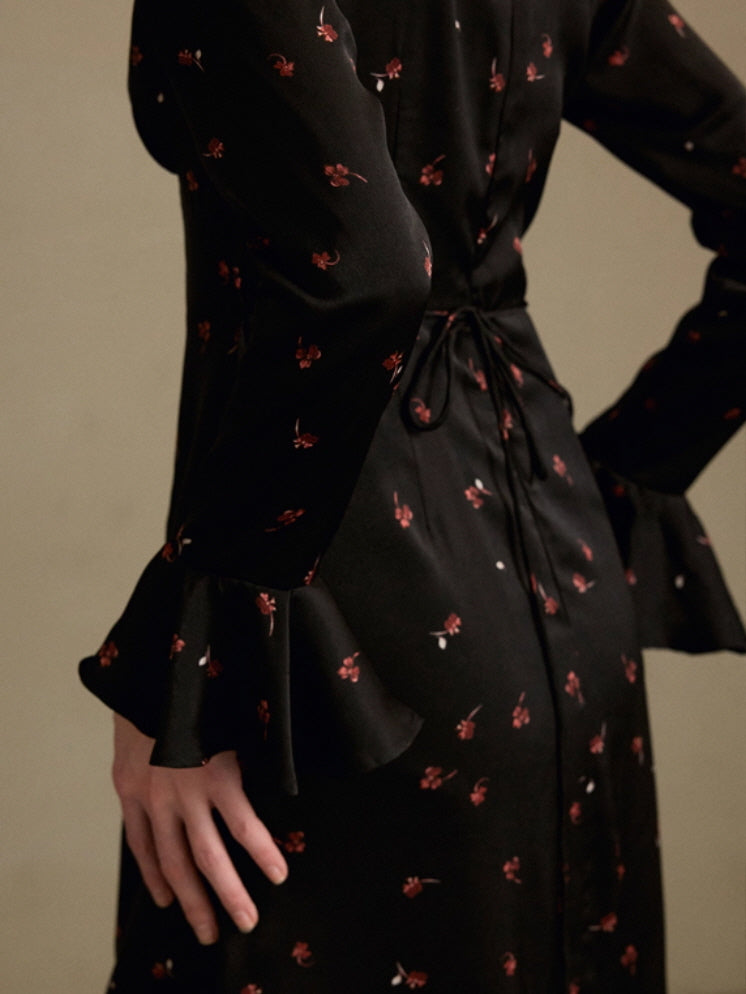 Midnight Petal Vintage Charm Maxi Dress