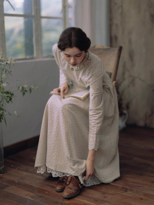 Vintage Meadow Ruffle Lace Long Dress