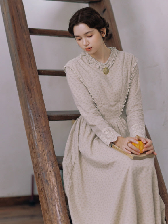 Vintage Meadow Ruffle Lace Long Dress