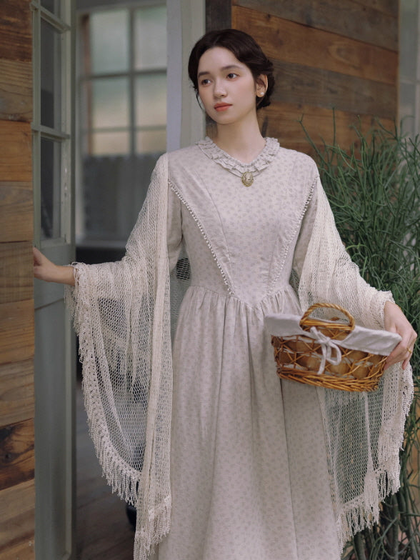 Vintage Meadow Ruffle Lace Long Dress