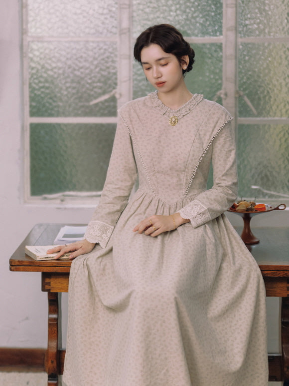 Vintage Meadow Ruffle Lace Long Dress