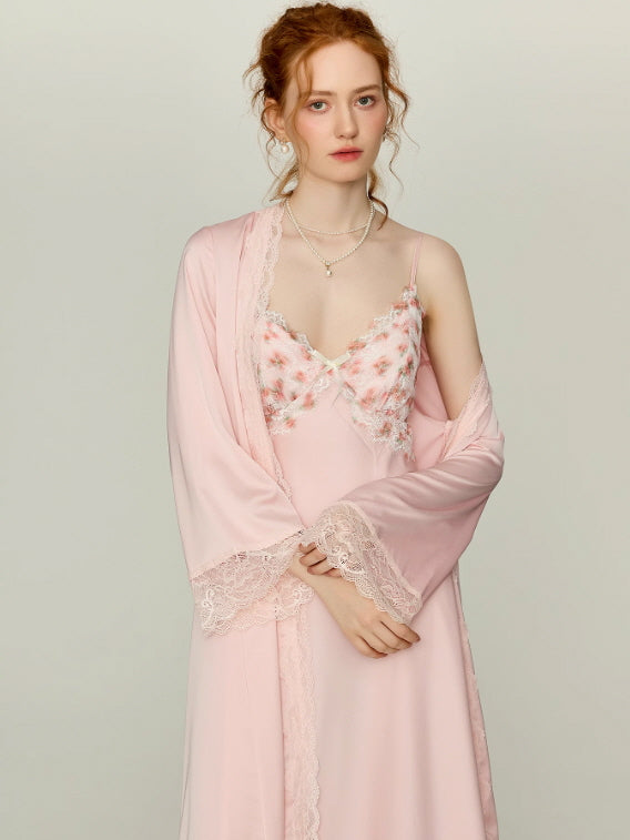 Blush Rose Garden Lace Nightgown Set