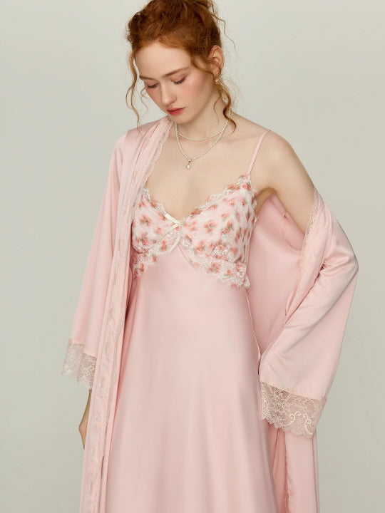 Blush Rose Garden Lace Nightgown Set