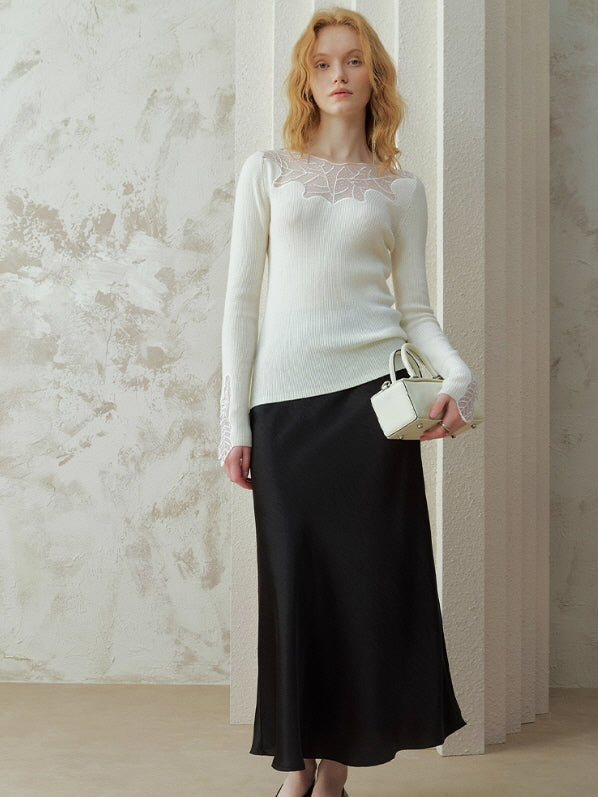 Enchanted Leaf Lace Elegance Knit Top