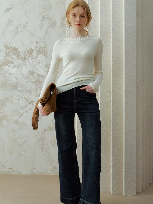 Lace Trim Ballet Knit Top