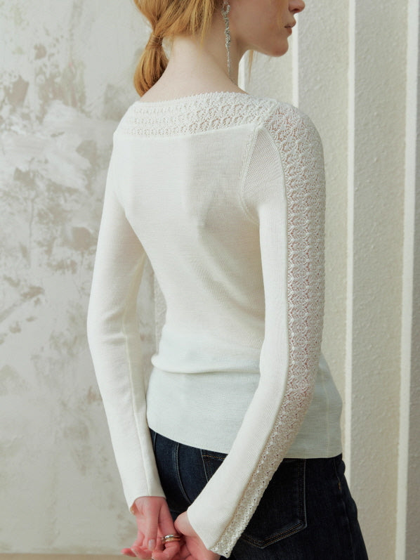 Lace Trim Ballet Knit Top