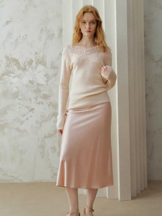 Whisper Lace Collar Knit Top