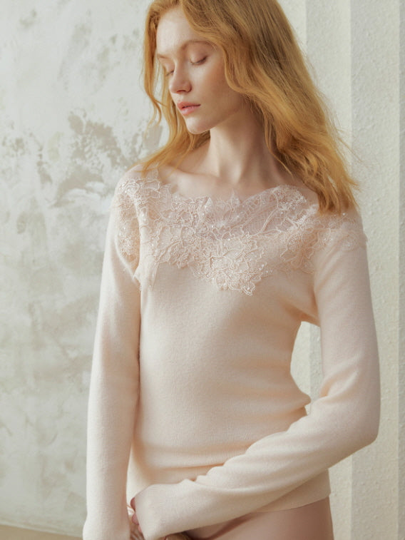Whisper Lace Collar Knit Top