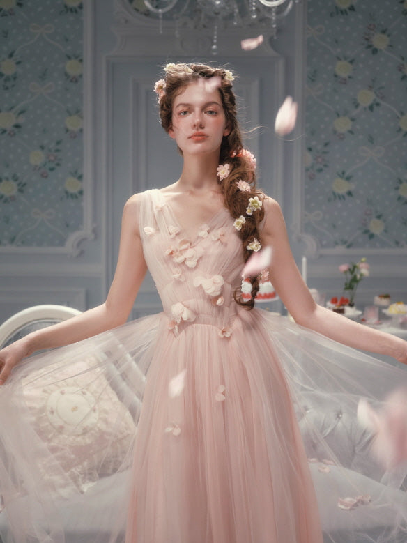 Petal Whisper Blush Tulle Dress