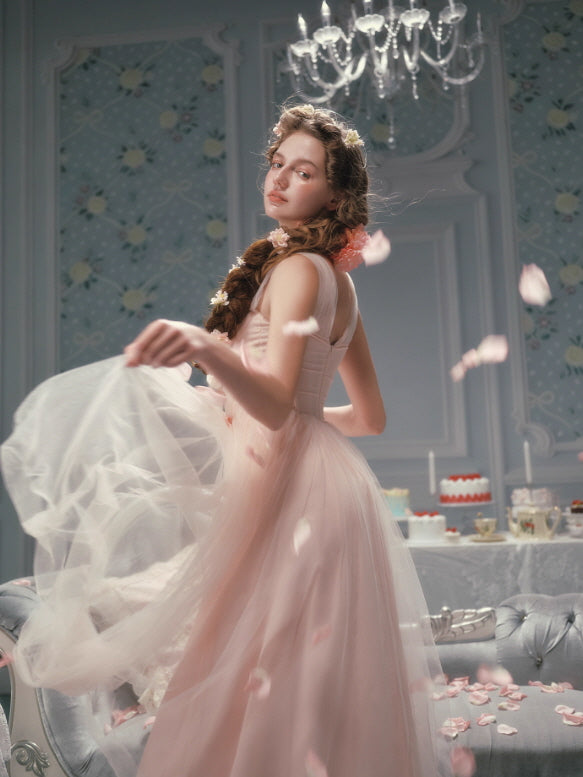Petal Whisper Blush Tulle Dress