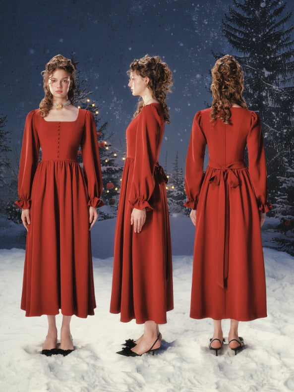 Scarlet Winter Story Button Dress