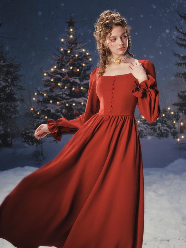 Scarlet Winter Story Button Dress
