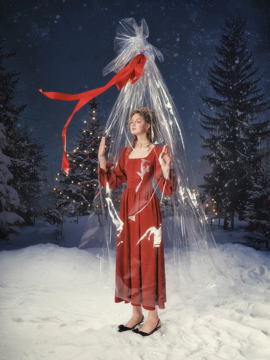 Scarlet Winter Story Button Dress