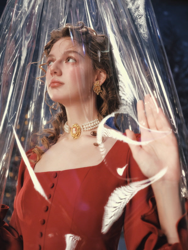 Scarlet Winter Story Button Dress