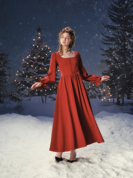 Scarlet Winter Story Button Dress