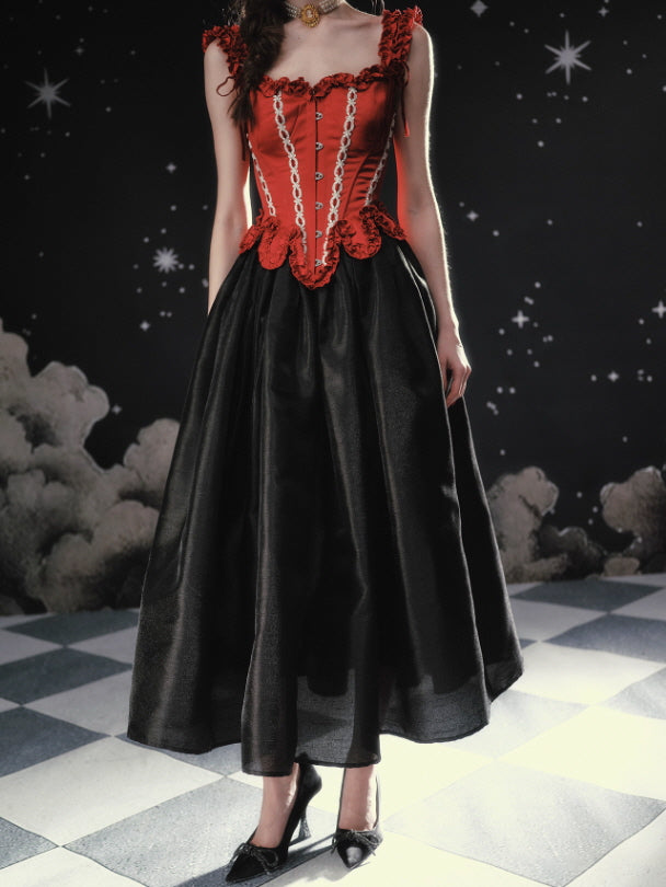 Crimson Rose Lace-Up Vintage Corset