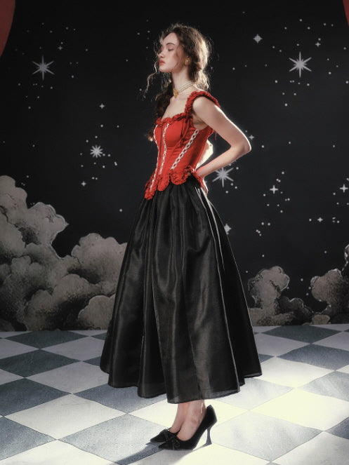 Crimson Rose Lace-Up Vintage Corset