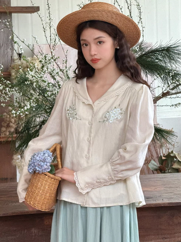 Meadow Letter Embroidery Blouse