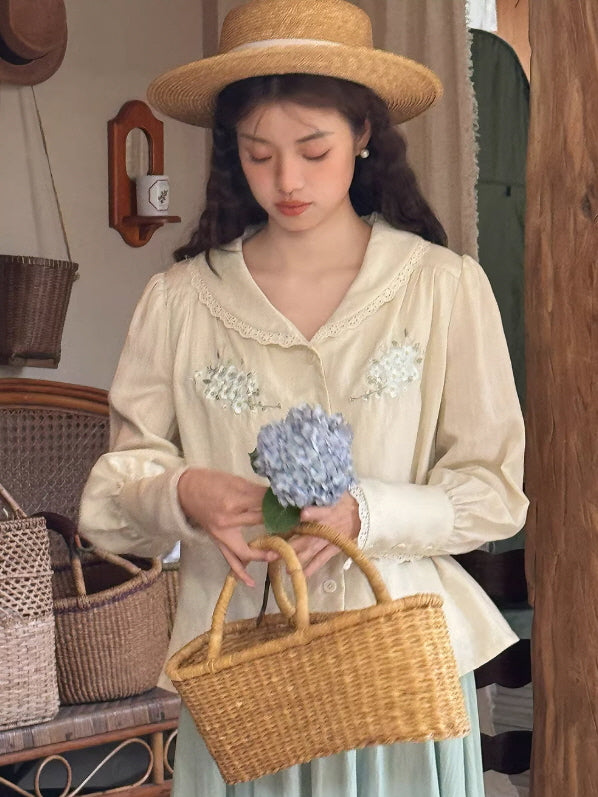 Meadow Letter Embroidery Blouse