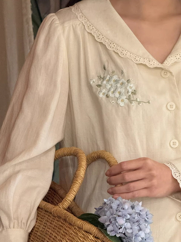 Meadow Letter Embroidery Blouse
