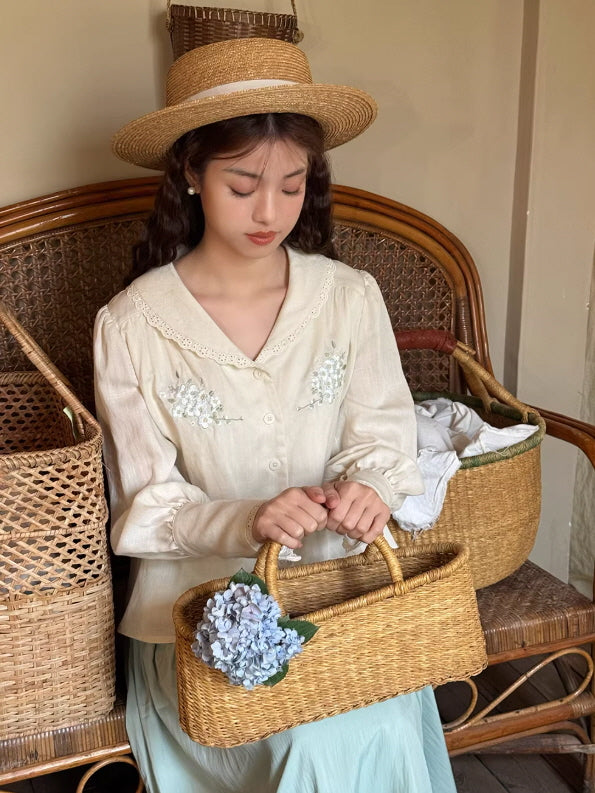 Meadow Letter Embroidery Blouse