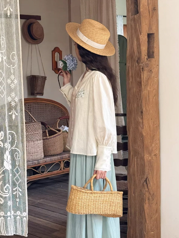 Meadow Letter Embroidery Blouse