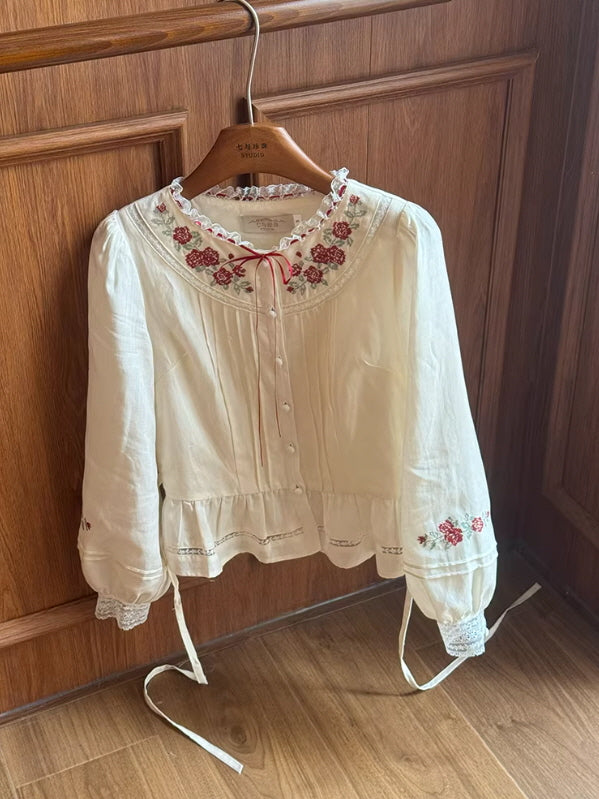 Rose Cross Heirloom Embroidery Blouse