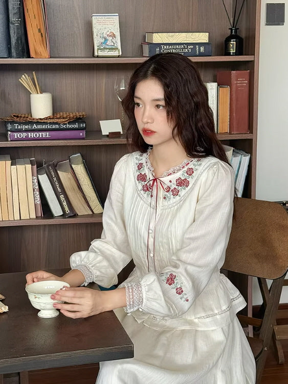 Rose Cross Heirloom Embroidery Blouse