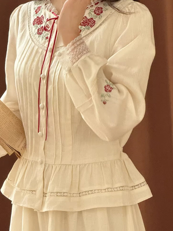 Rose Cross Heirloom Embroidery Blouse