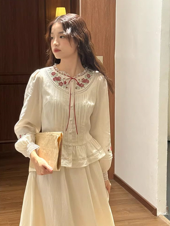 Rose Cross Heirloom Embroidery Blouse