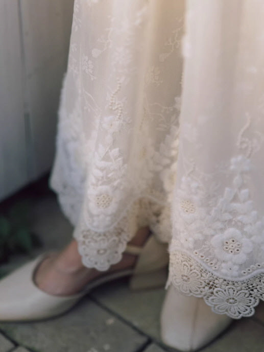 Daytime Story Cottagecore White Lace Dress