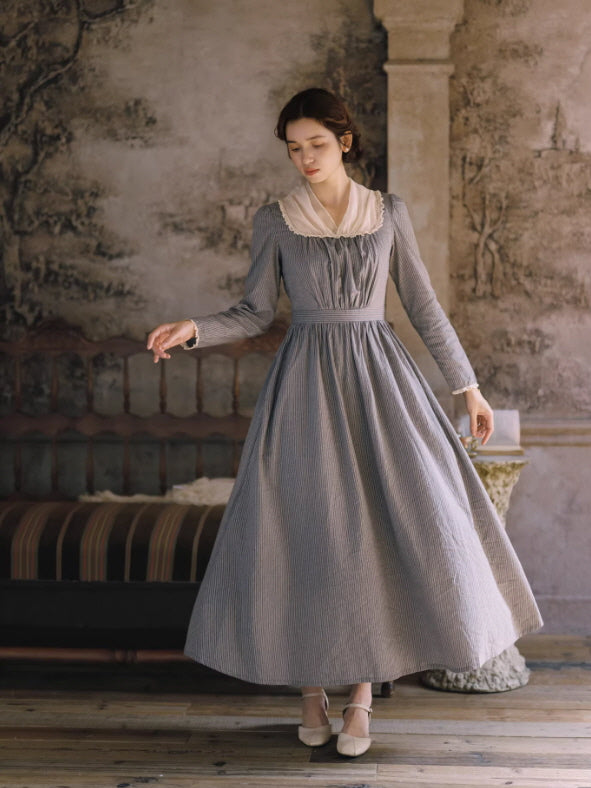 French Country Stripe Cotton Dress