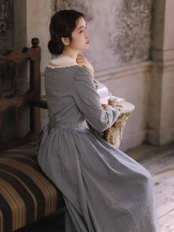 French Country Stripe Cotton Dress