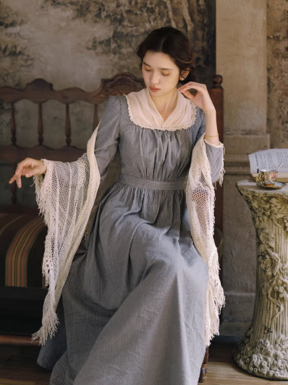 French Country Stripe Cotton Dress