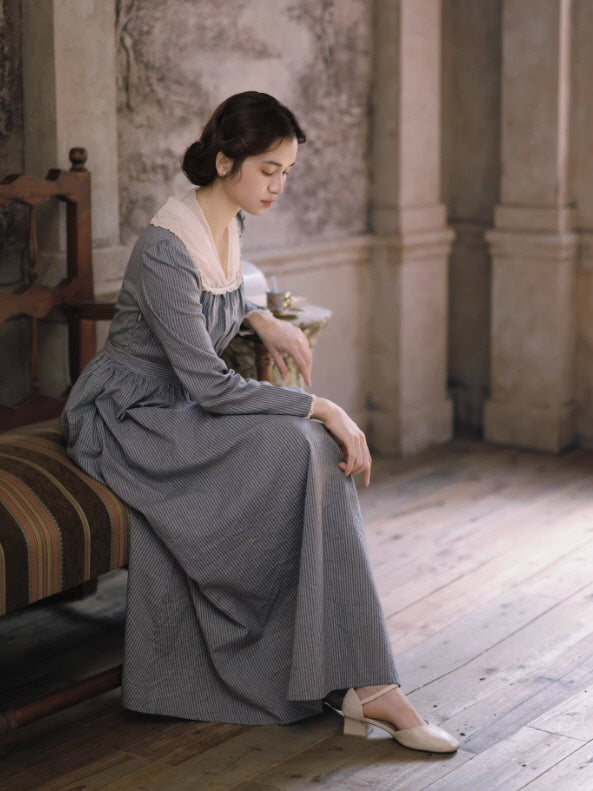 French Country Stripe Cotton Dress