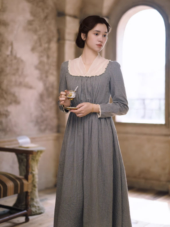 French Country Stripe Cotton Dress