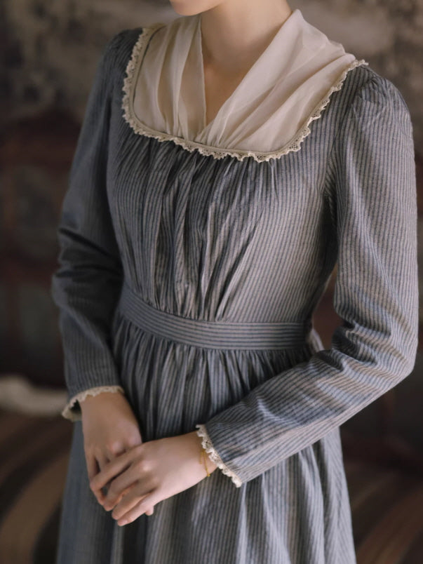 French Country Stripe Cotton Dress