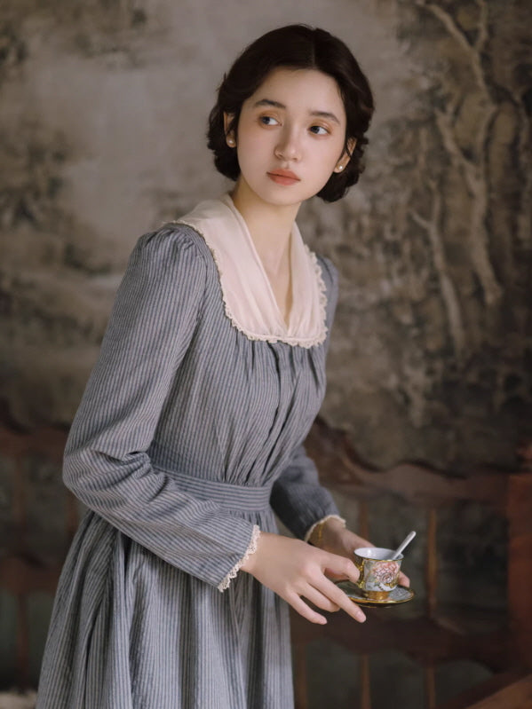 French Country Stripe Cotton Dress