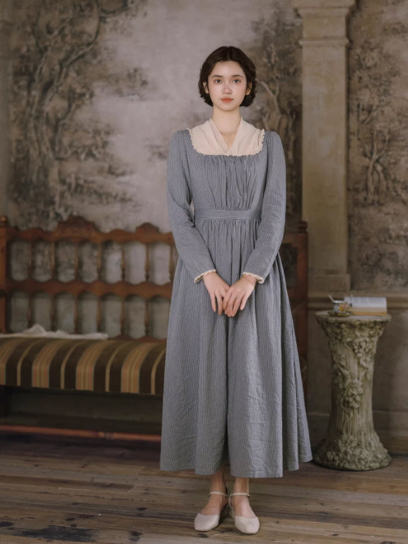 French Country Stripe Cotton Dress