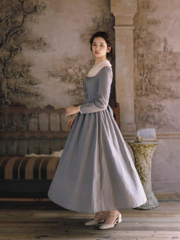 French Country Stripe Cotton Dress