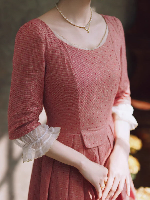 french pink dress Bow Dress