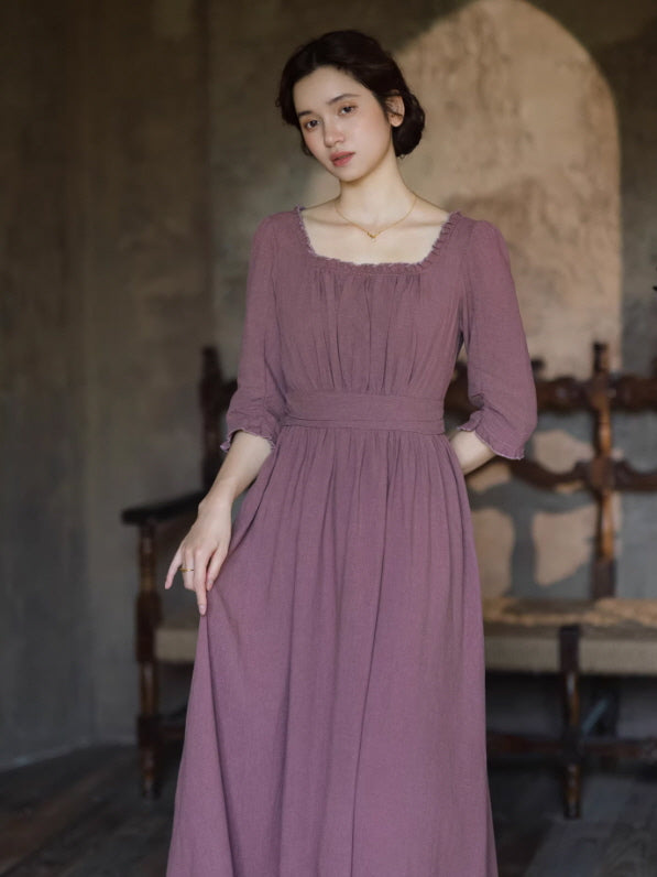 French Countryside Square Neck Dress