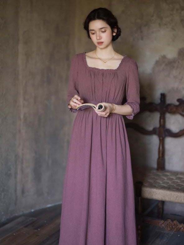 French Countryside Square Neck Dress