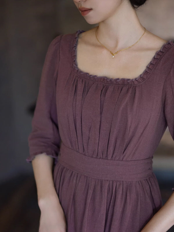 French Countryside Square Neck Dress