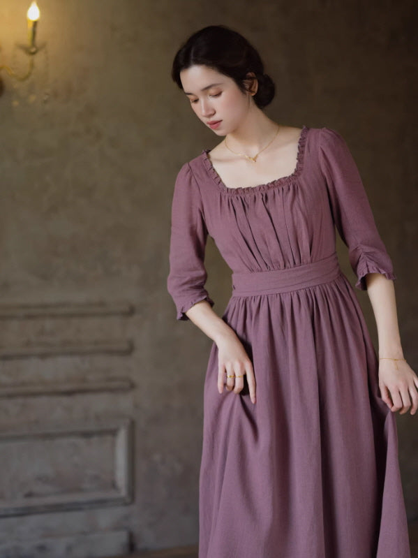 French Countryside Square Neck Dress