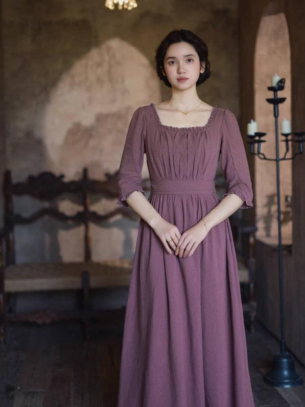 French Countryside Square Neck Dress