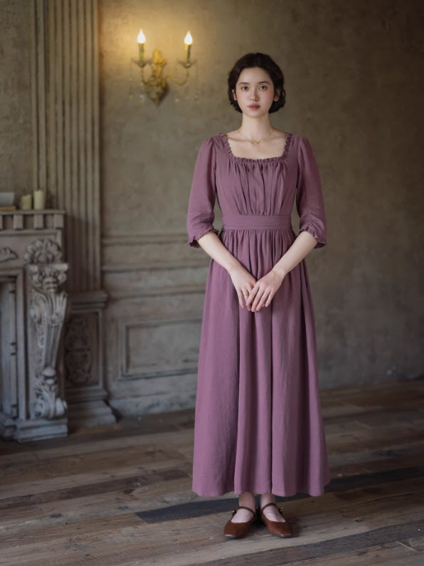 French Countryside Square Neck Dress