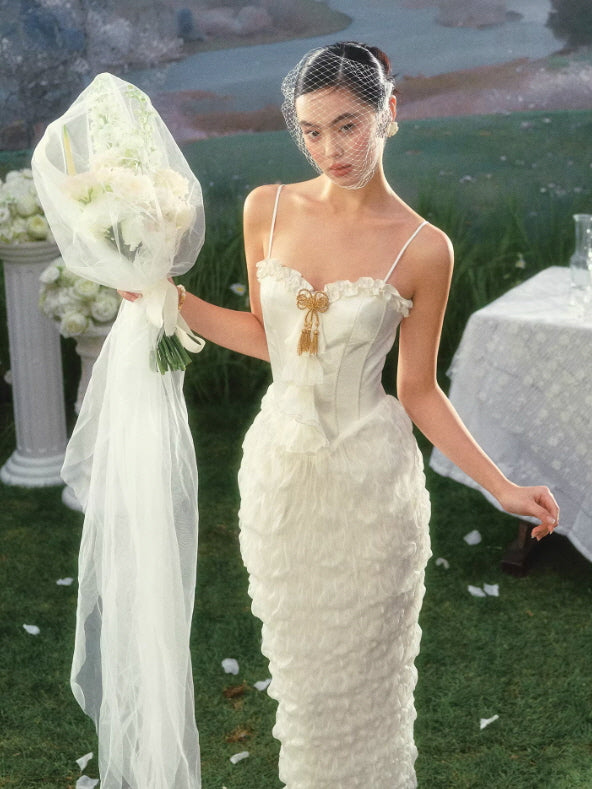Ivory Corset Lace Midi Dress – Vintage Bridal Elegant Dress | Lacemade