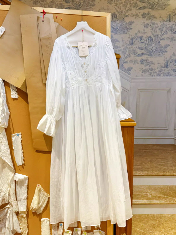 Whispering Night Cotton White Gown