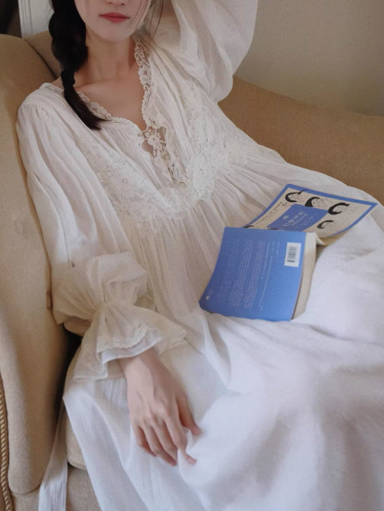 Whispering Night Cotton White Gown